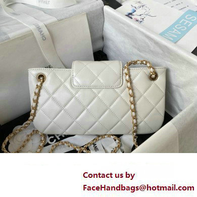 Chanel Lambskin & Gold-Tone Metal Baguette Bag AS4611 white 2024